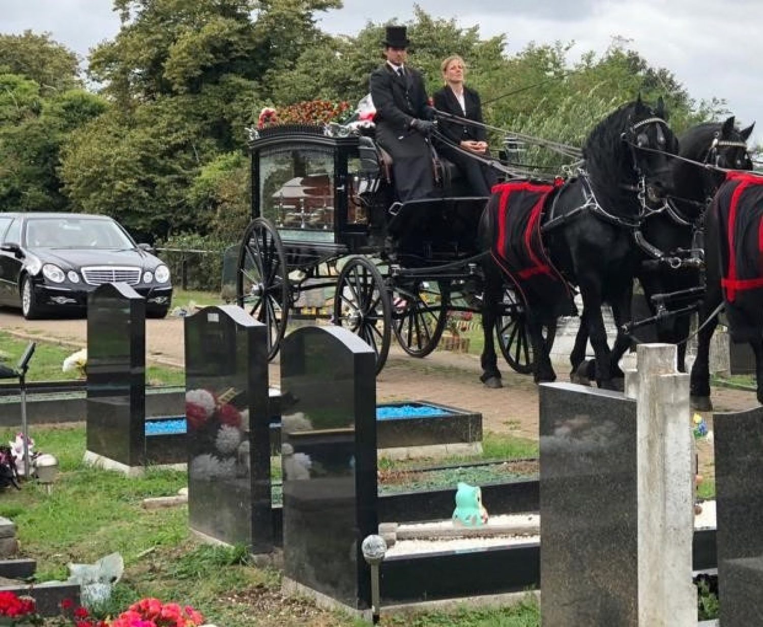headstones and horse and carriage