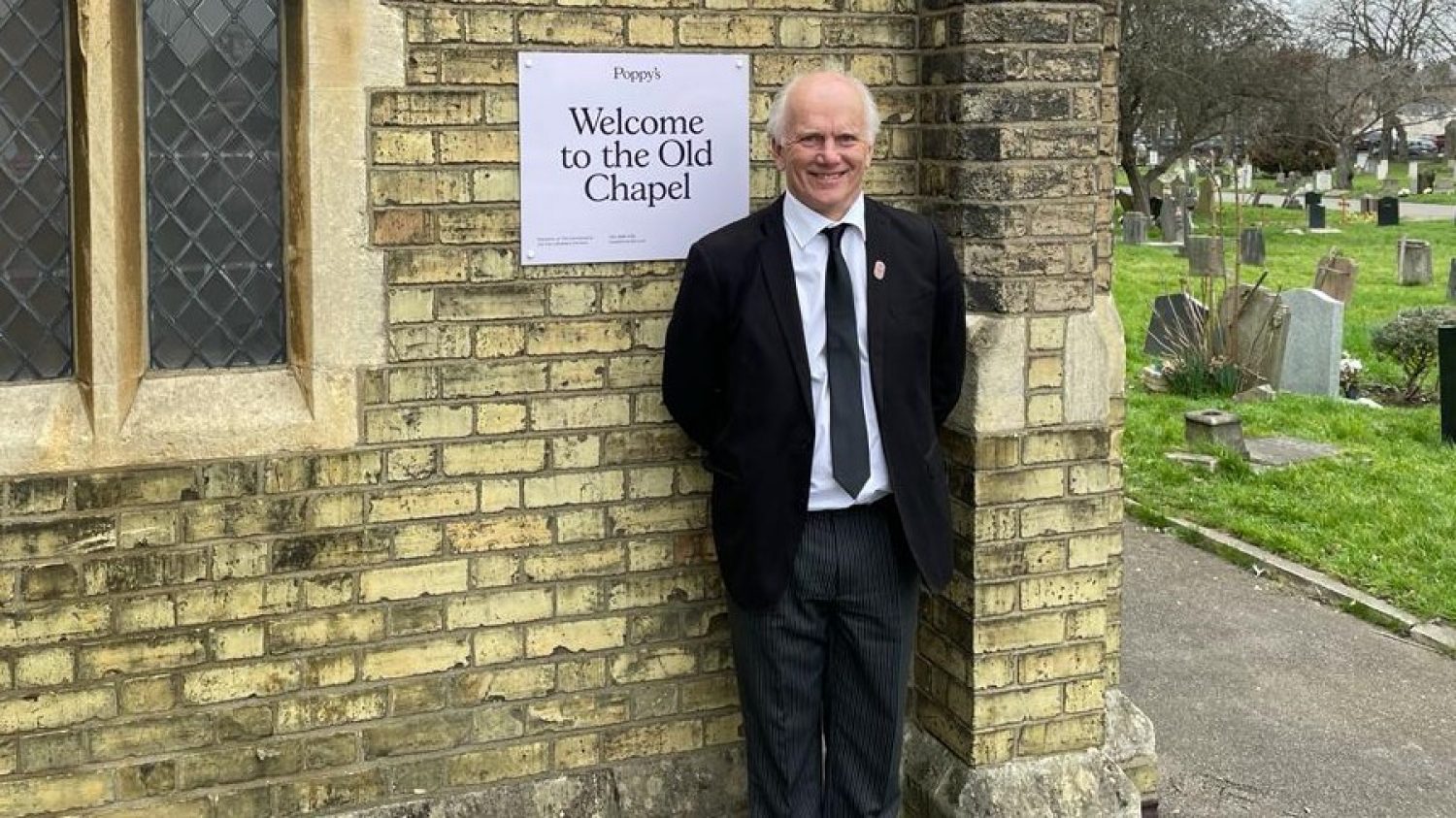 Andrew, one of Poppy's Practical Leads, outside Poppy's mortuary in Lambeth cemetery