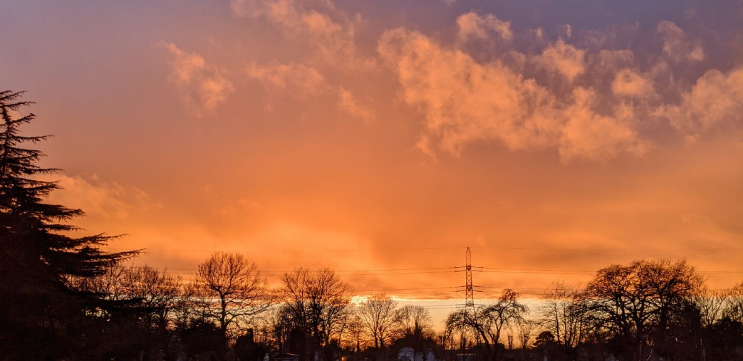 Beautiful sky over cemetery