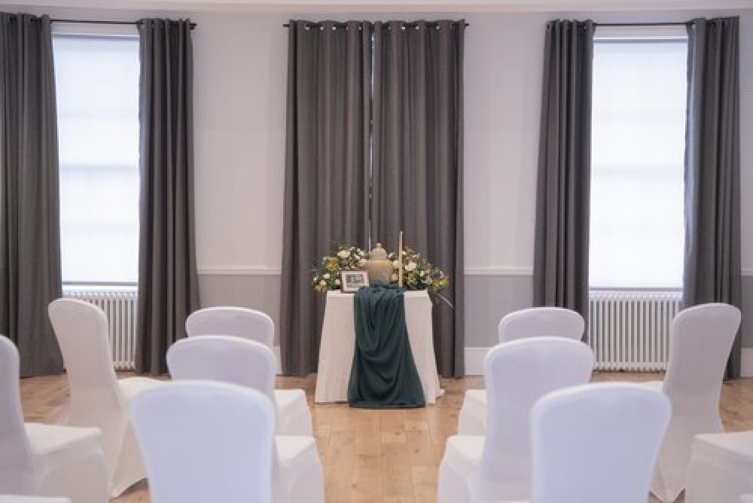 Linden House, room with chairs set out for a funeral
