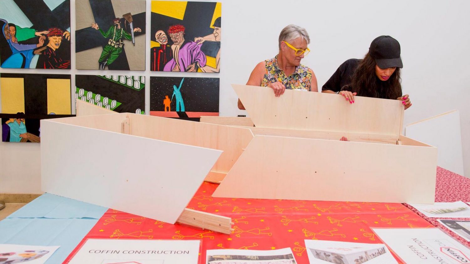 Coffin Club members assembling a coffin