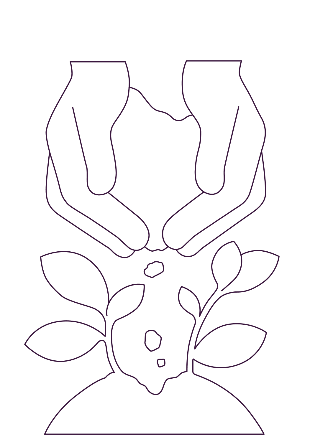line illustration of seedling and hands