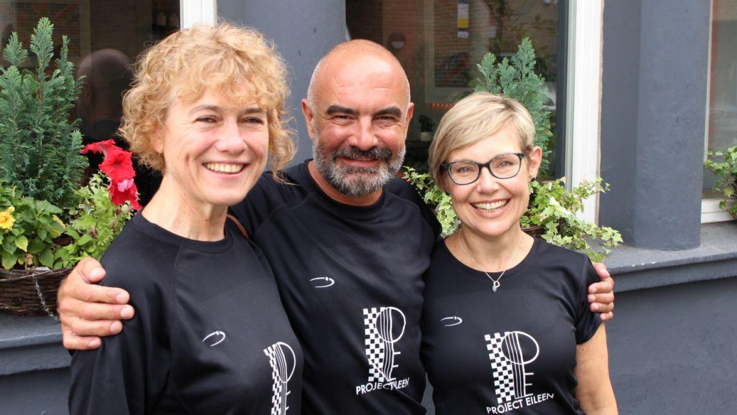 Project Eileen founders, Louise and Annabelle, with patron Andrew Barton