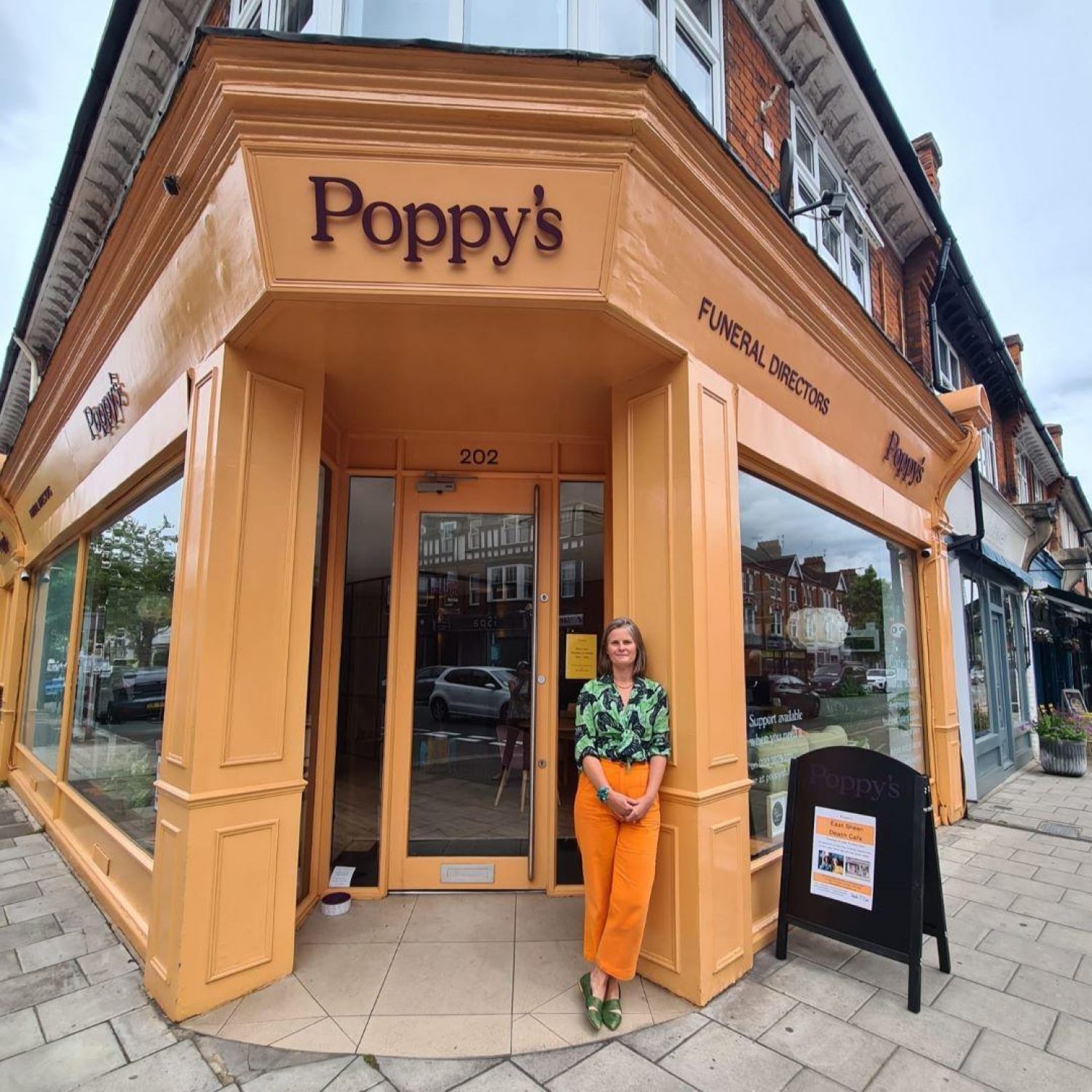 Poppy Mardall outside Poppy's funerals in East Sheen