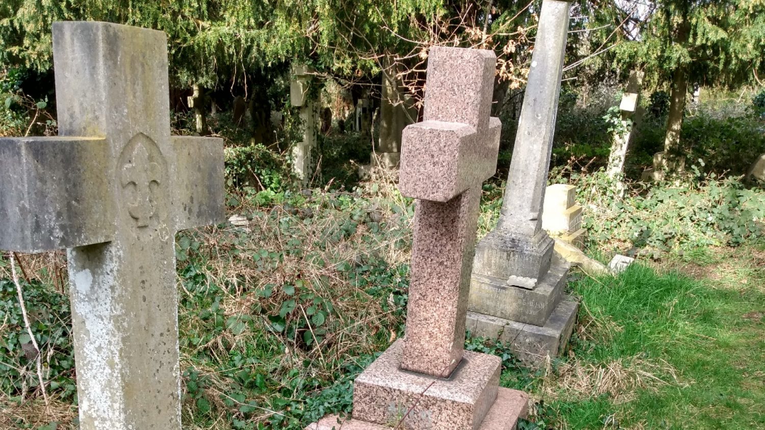 Victorian marble and granite gravestones side by side , Poppy's funeral directors