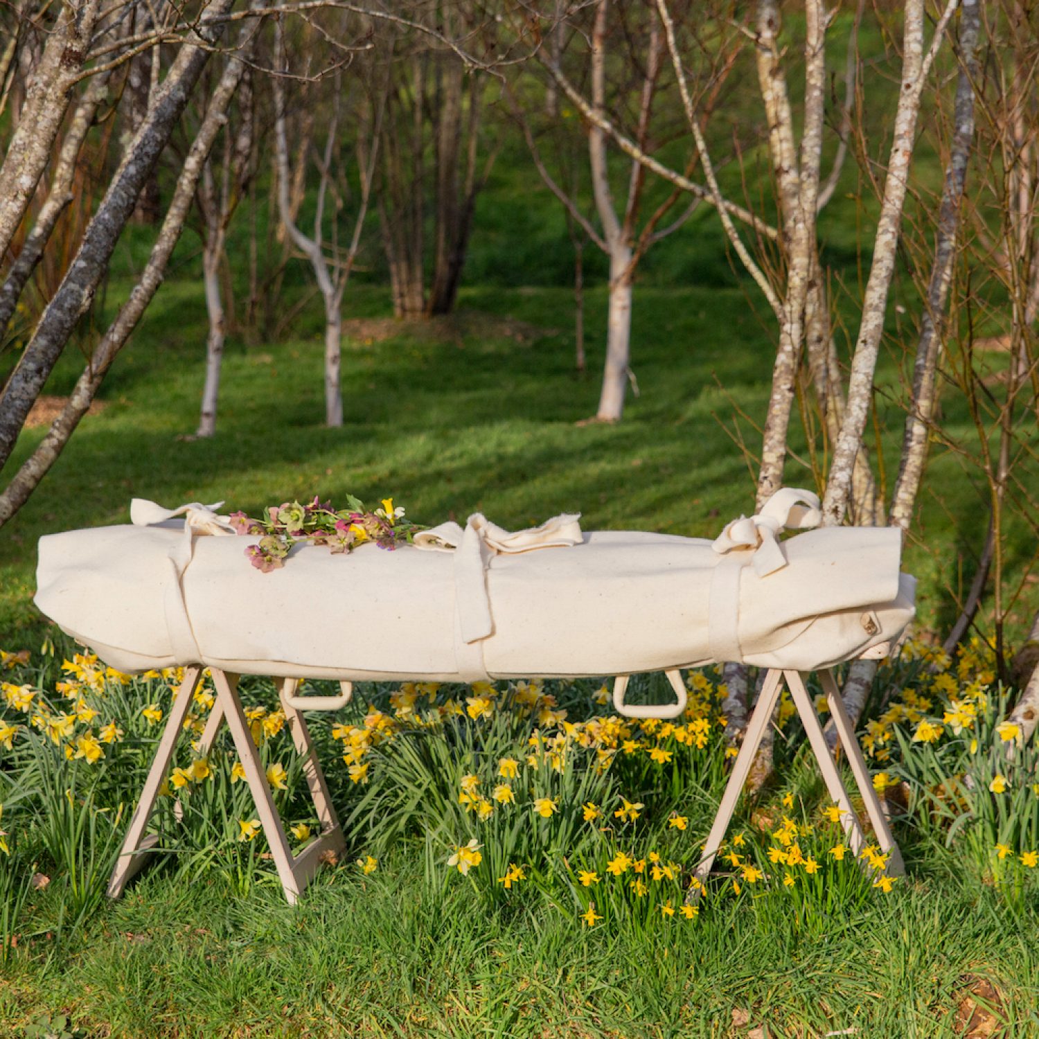 A woollen shroud from Bellacouche, Poppy's, London funeral directors