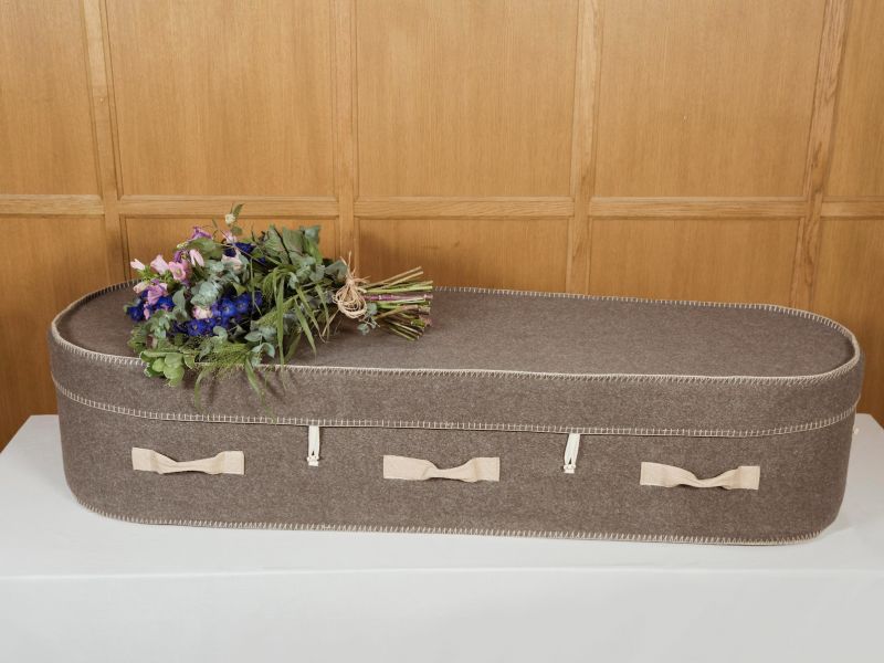 Grey wool coffin