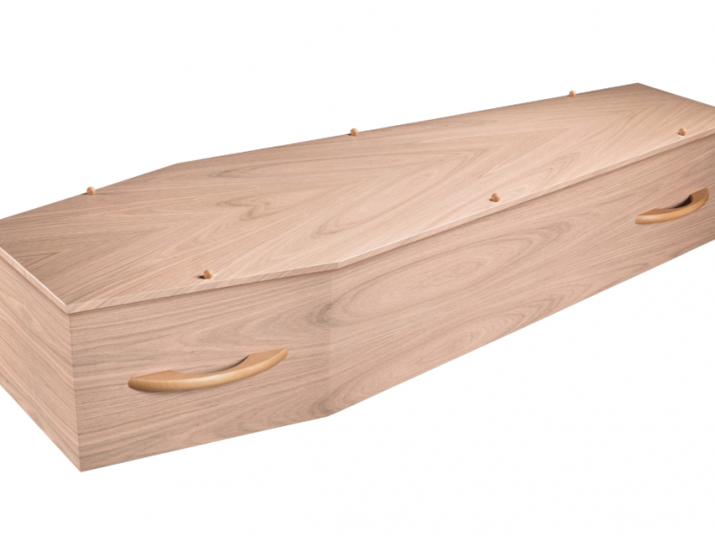 Pale wood coffin