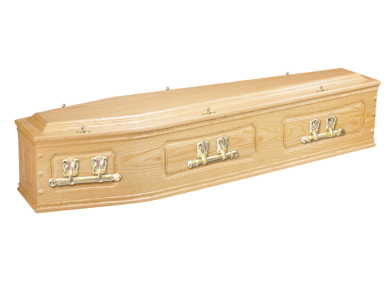 trad solid oak coffin