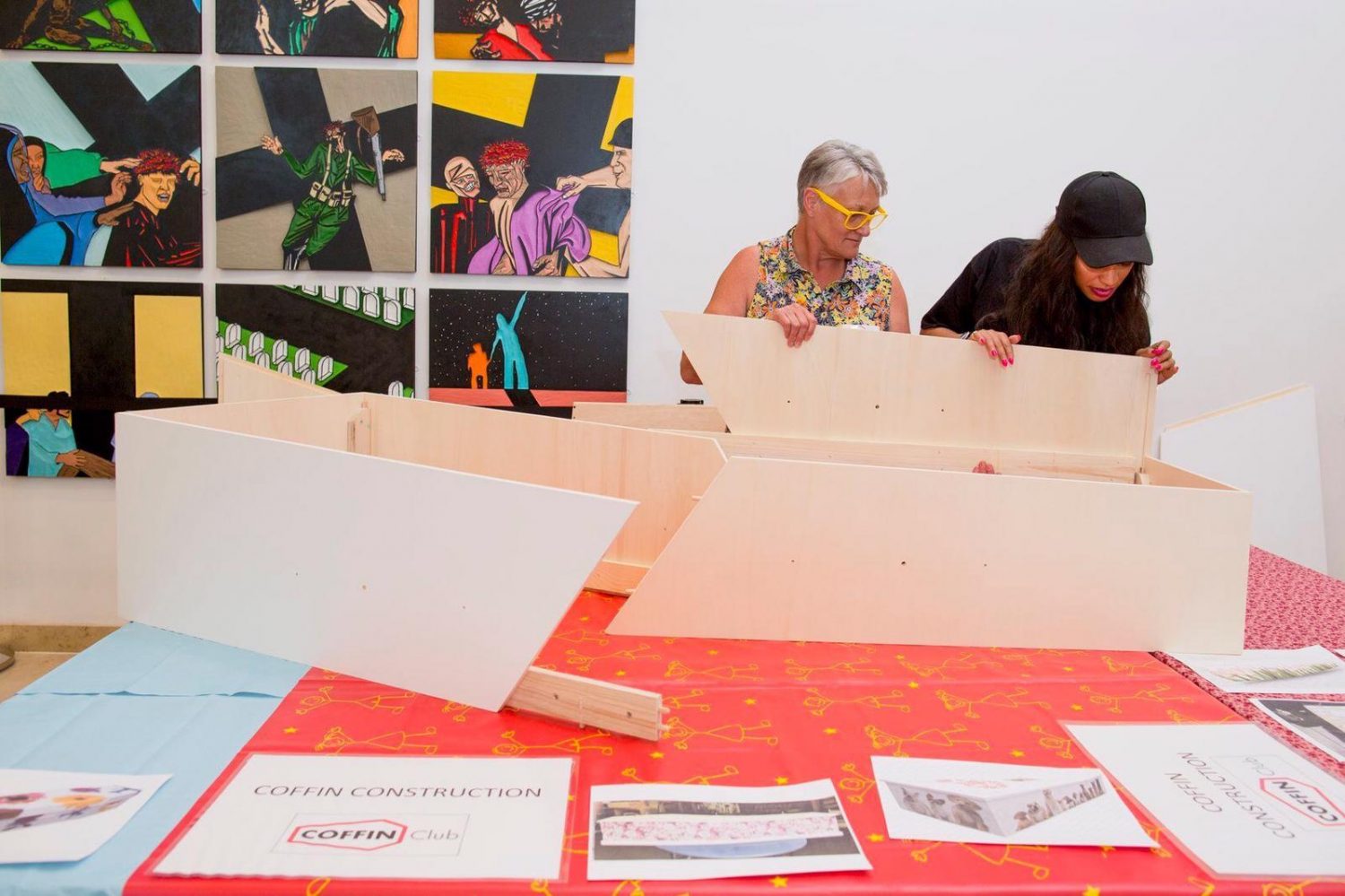 Coffin Club members assembling a coffin