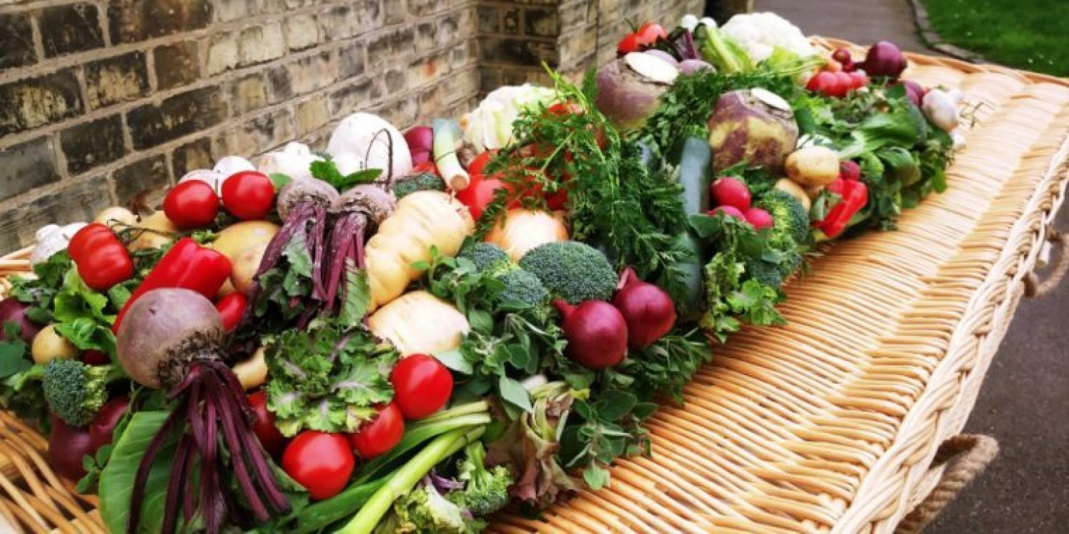 Vegetables on a coffin